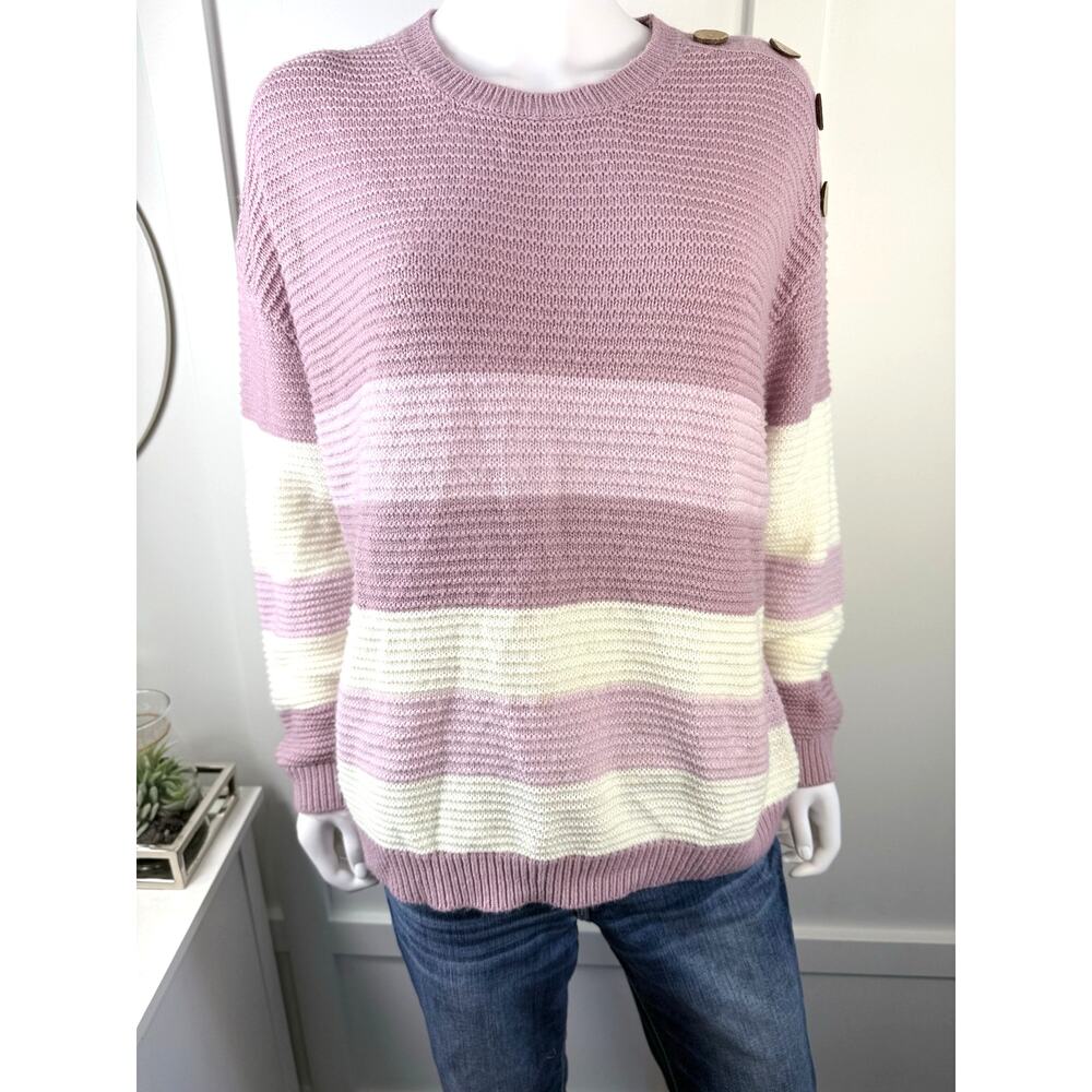 Derek Heart Pink and Cream Striped Sweater
